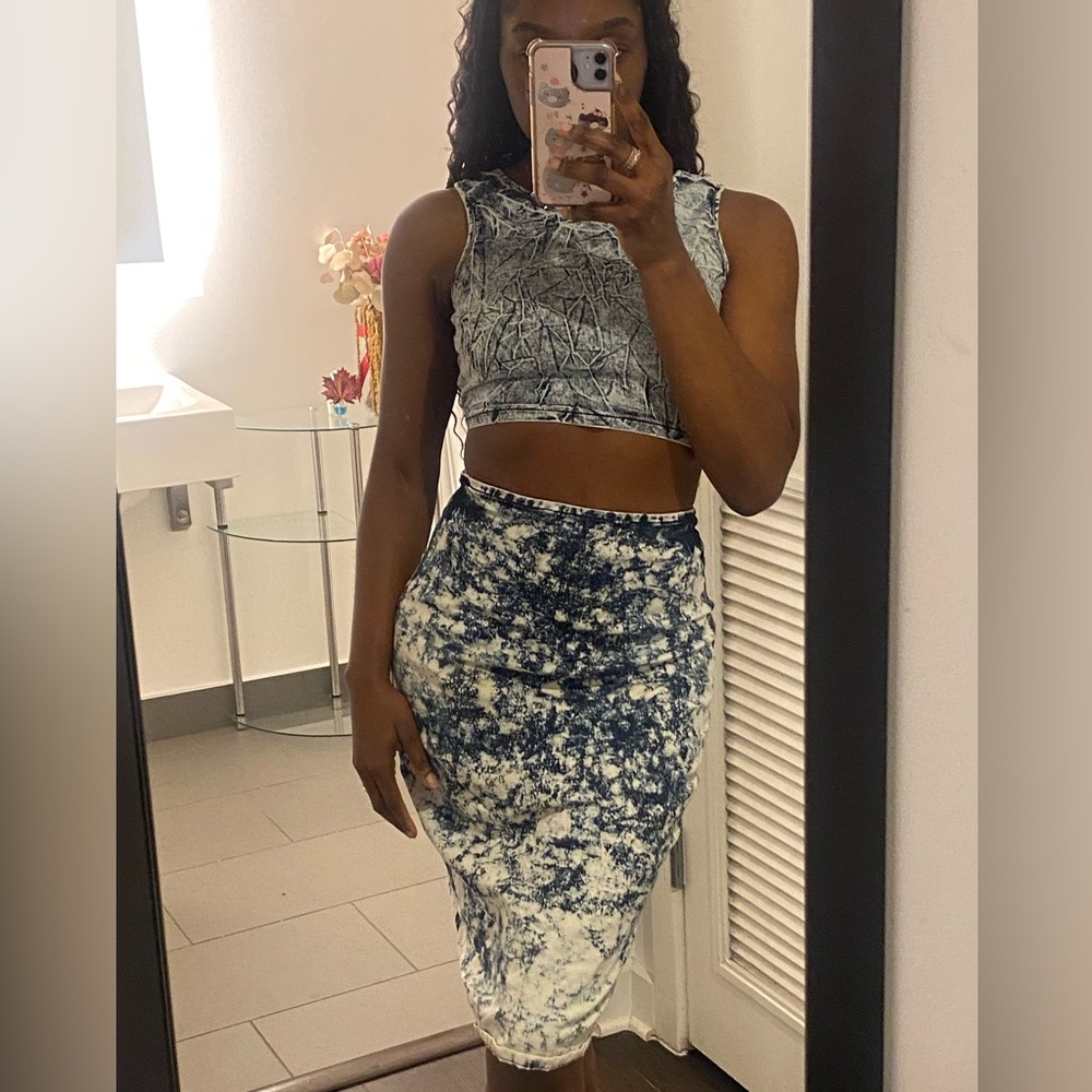 Stylish Blue and White Women's JEAN Skirt